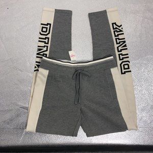 Victoria's Secret Pink Womens Sweatpants Gray Ivory Color Block Stretch XS New